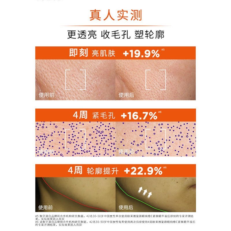 欧莱雅真C瓶精华液VC抗氧化提亮维C抗皱抗老双抗15ml