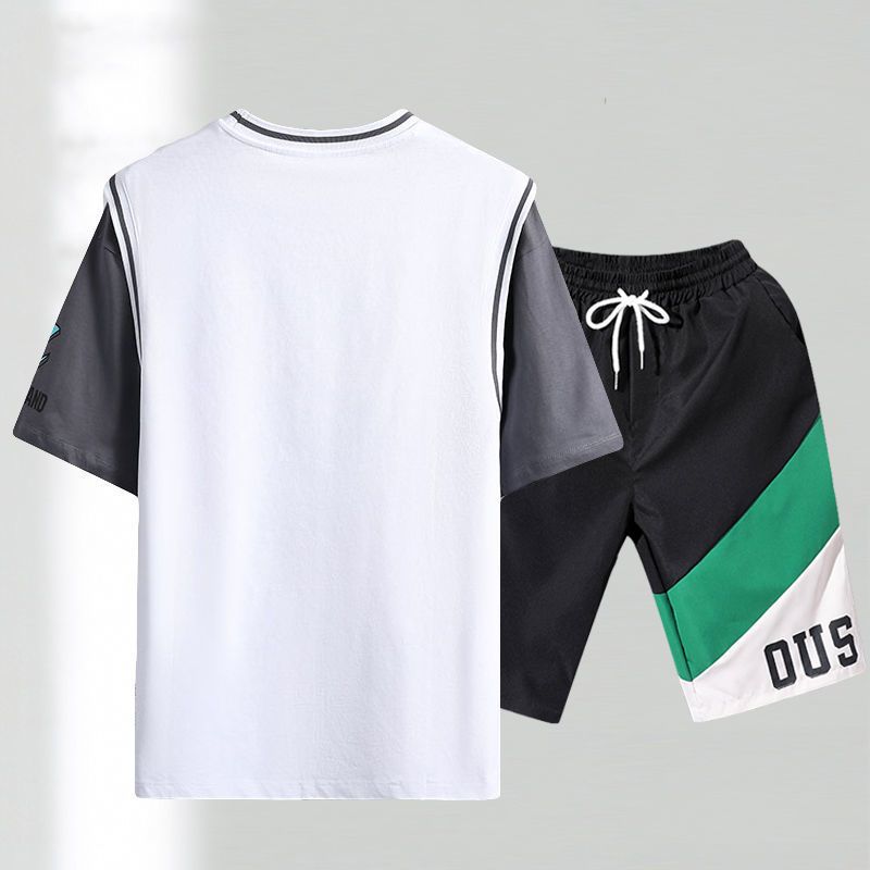 今越男装轻薄休闲运动套装男夏季学生青少年短袖t恤男孩短裤夏装