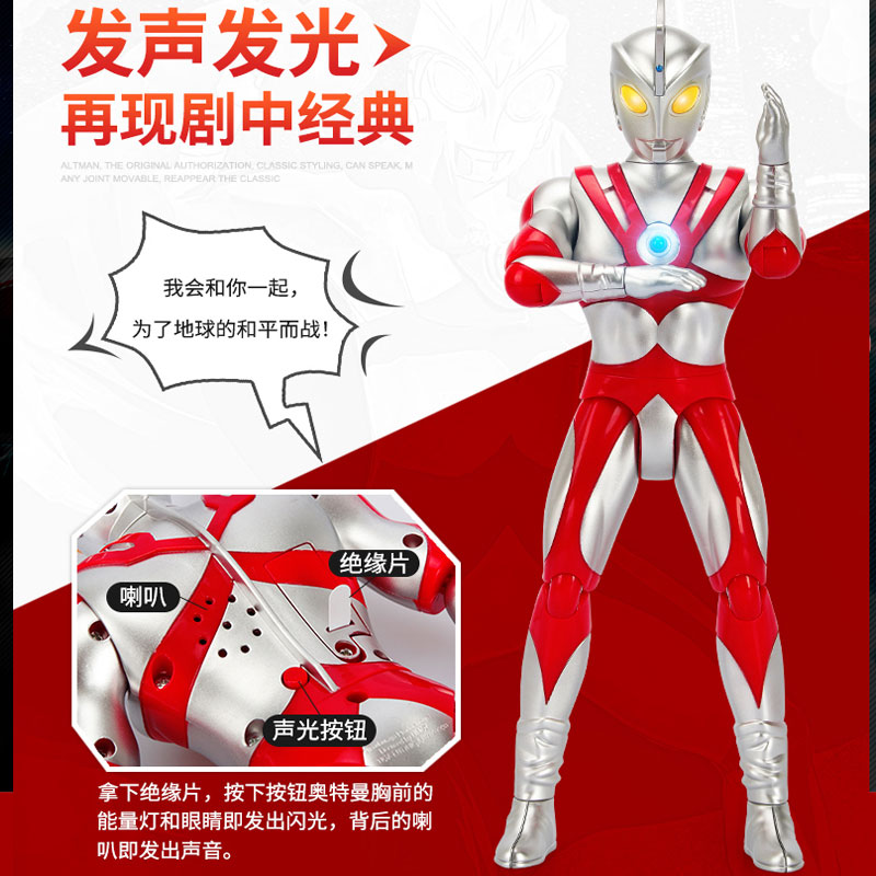 银河奥特曼玩具泰罗人偶 特大号发光可动 赛文超大号玩偶套装男孩 32cm丨泰罗超可动声光+可替换手高清大图