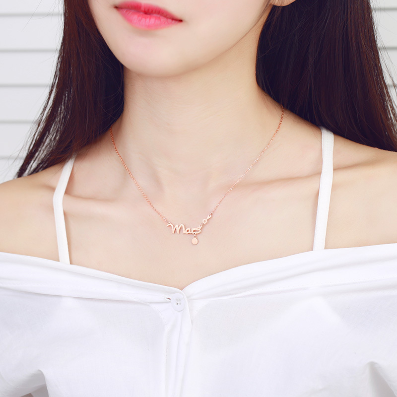 韩版十二星座项链女字母情侣日韩镀18K玫瑰金彩金气质锁骨链饰品送女朋友老婆生日礼物送女朋友七夕情人节礼物