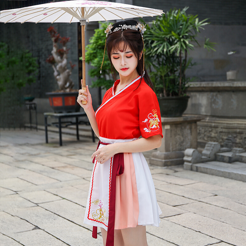 廉丰唐装/民族服装/舞台服装/中式服装 汉服女夏改良交领襦裙中国风