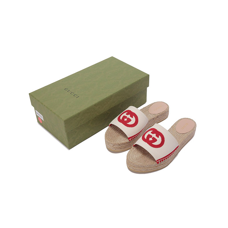 古驰gucci女士厚底草编拖鞋凉拖725832kifd0