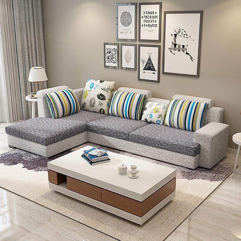森美人小户型北欧布艺沙发组合简约现代L型转角可拆洗客厅沙发套装家具 浅烟色左三人位+贵妃2.85米
