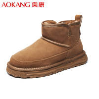 奥康(Aokang)雪地靴男款冬季加绒加厚保暖防滑棉鞋男高帮套筒户外休闲短靴