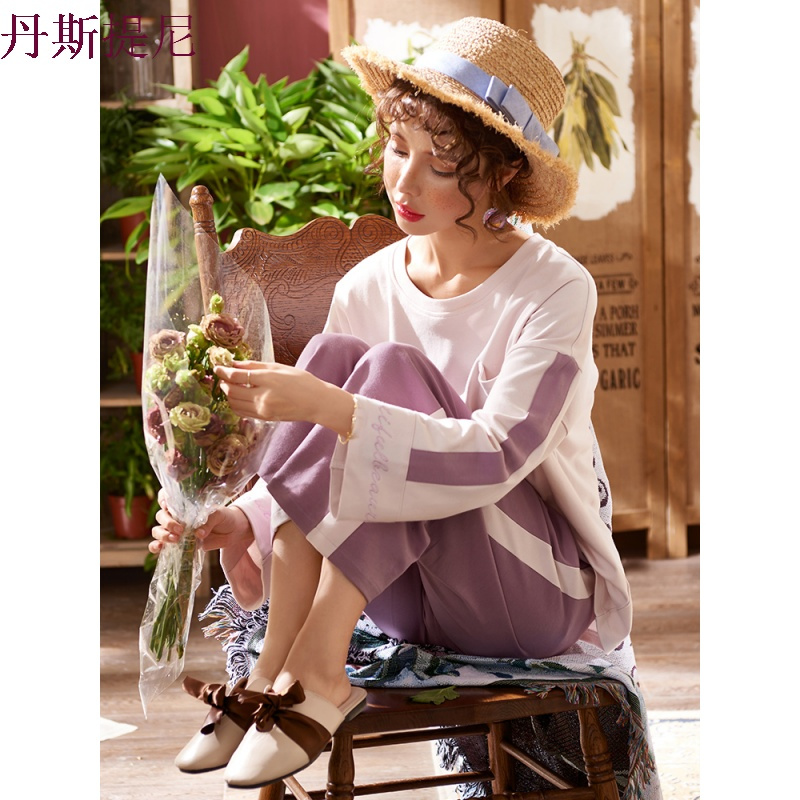 睡衣女秋纯棉长袖韩版学生套头俏皮家居服套装2018新款宽松春秋