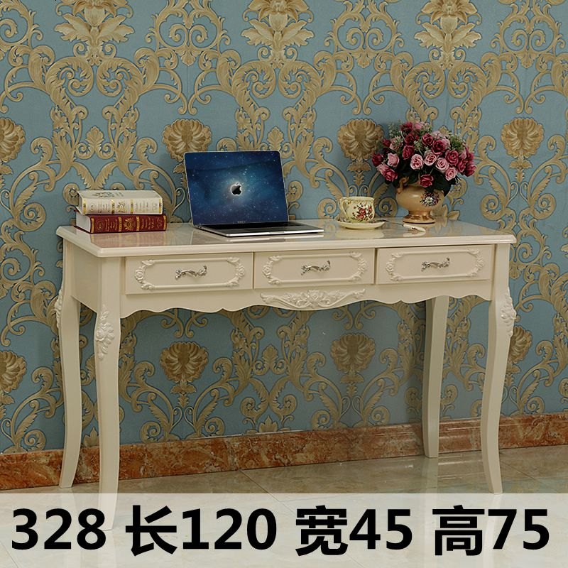 欧式书桌电脑台式桌家用简约经济型学生卧室省空间实木办公写字台 328普通_120*45*75_（象牙白）不含椅