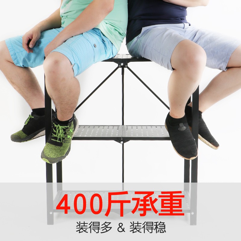 厨房置物架微波炉烤箱架电饭煲落地多层家用可折叠收纳架子免安装收纳层架 三维工匠高清大图