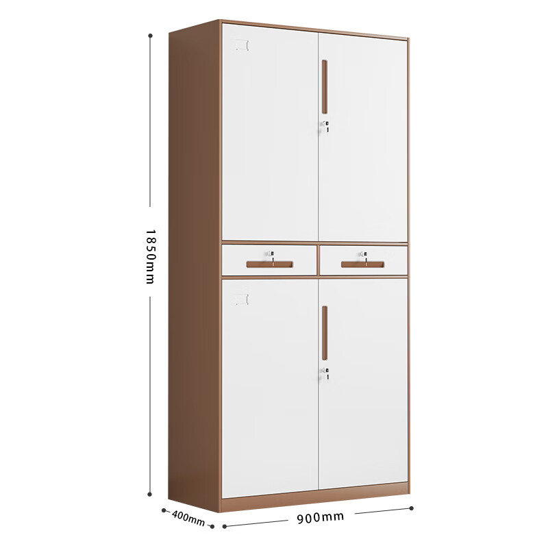 腾焱文件柜咖白铁二斗台高清大图