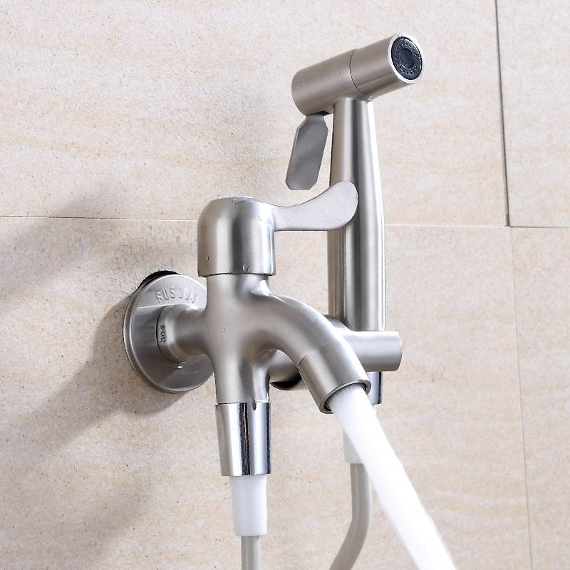 辉瓷304不锈钢双用洗衣机龙头马桶喷枪龙头套装增压冲洗器喷头