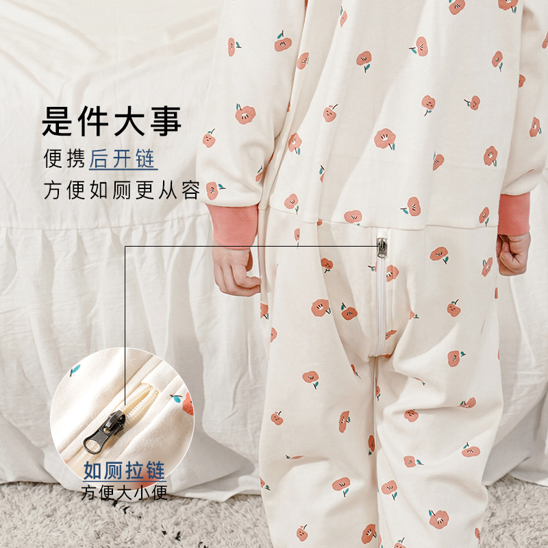 猫人儿童连体睡衣春秋装纯棉防踢宝宝女童长袖中大童连身衣连体衣