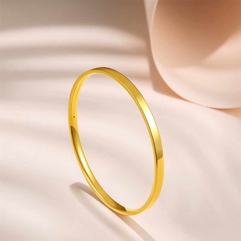 周六福zhouliufu黄金手镯女款5d硬金简约线条气质时尚百搭定价足金细