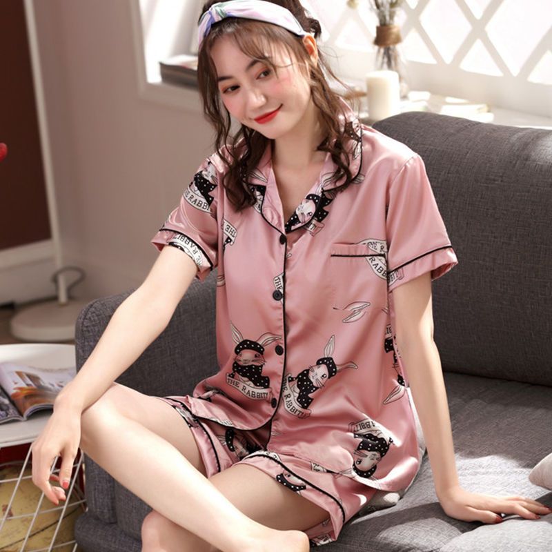 双短粉色米奇m建议8095斤冰丝睡衣女夏季睡衣甜美可爱性感真丝薄款