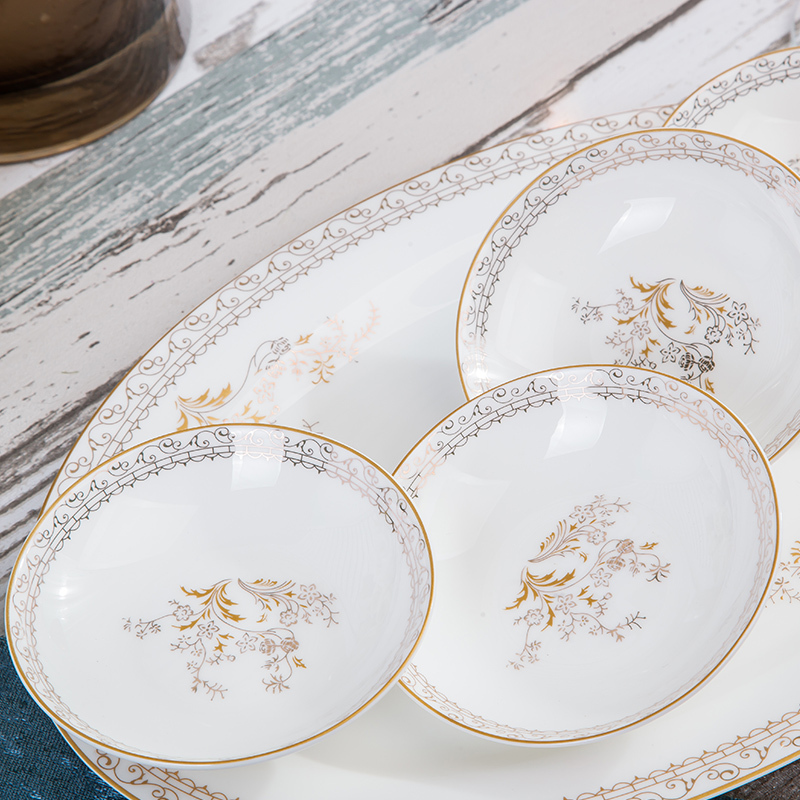 dairyqueen景德镇天鹅湖28头标配品锅简约欧式家用陶瓷餐具碗碟套装