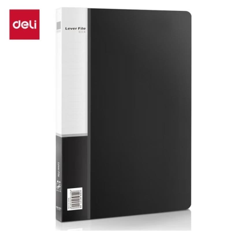 得力(deli)A4金属单强力夹+插页袋资料册文件夹票夹大容量试卷资料夹诗朗诵签约夹板办公用品 5301黑色1只 单夹图片