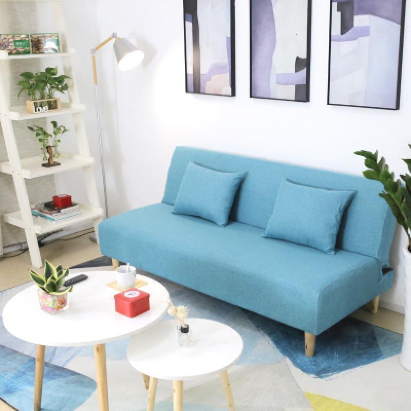 森美人沙发床两用小户型单人双人经济型简易可拆洗多功能折叠布艺沙发。 浅蓝色不可拆洗 1.2米双人座（带两抱枕）