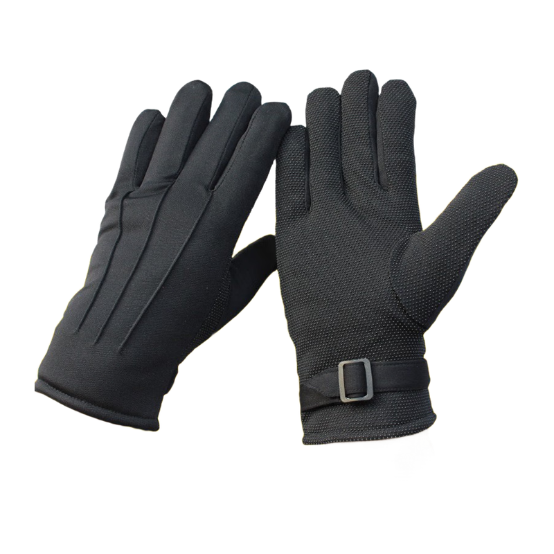 鸣固 礼仪手套 加绒加厚背三筋白手套保暖防寒 黑色三筋点塑加绒L MG-SB-1169高清大图