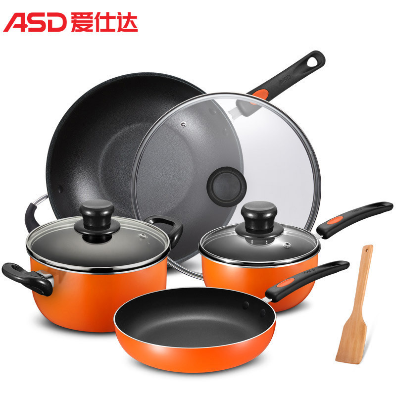 爱仕达(ASD) 套装锅四件套 PL04A1WG 含不粘易洁炒锅平底煎锅汤锅奶锅 锅具组合套装 4件套天燃气煤气灶适用高清大图