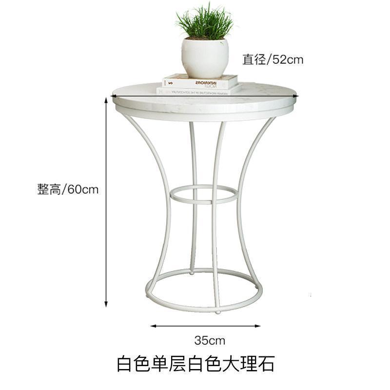 森美人北欧客厅沙发边几卧室一桌两椅圆形桌子轻奢角几简约大理石小茶几 白框+白色大理石(单层)