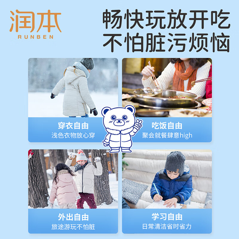 润本(RUNBEN)羽绒服清洁湿巾50片装-2023版高清大图