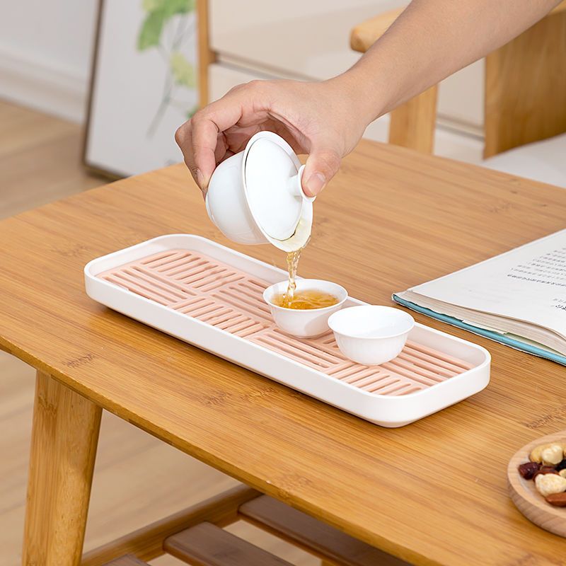 家用杯架收纳托盘水茶杯架放杯子架餐具茶具玻璃杯塑料收纳沥水架 新款小号粉橙