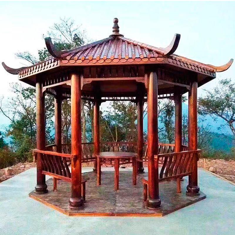 森美人凉亭户外别墅庭院四角六角古建实木碳化防腐木屋花园仿古中式亭子 八角凉亭不包邮