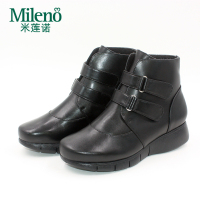 Mileno/米莲诺冬季牛皮厚底女短靴健康舒适妈妈鞋休闲鞋M164582