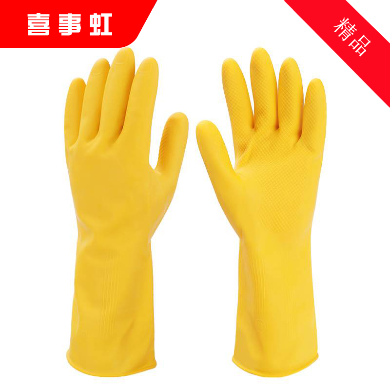 喜事虹 橡胶手套 特厚南阳经典牛筋手套劳保工地胶手套 特厚 双高清大图