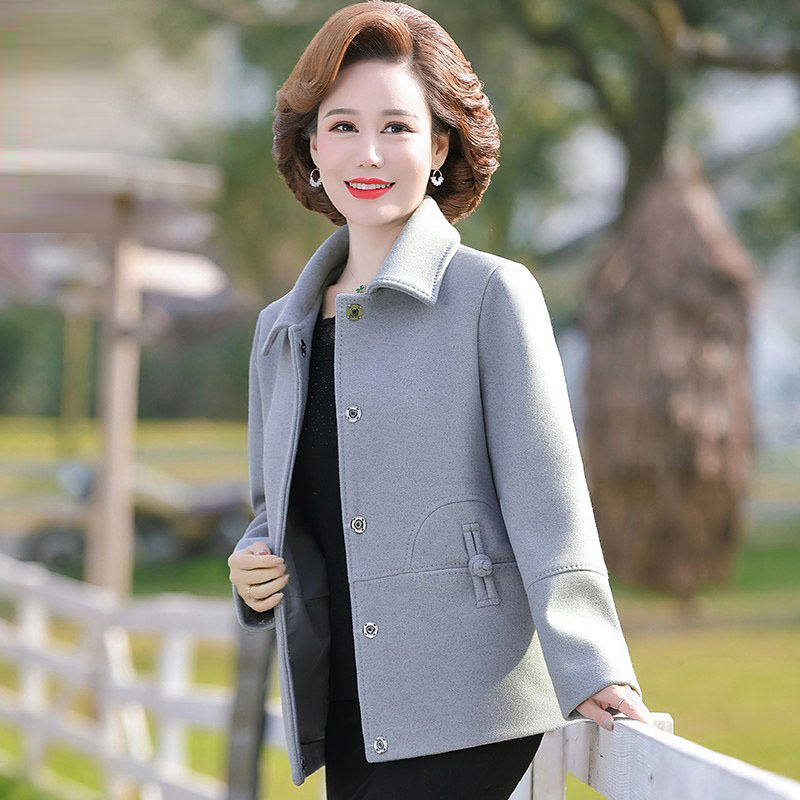 芊芷洛中年妈妈春装外套短款毛呢40岁女士中老年人春秋呢子上衣2021