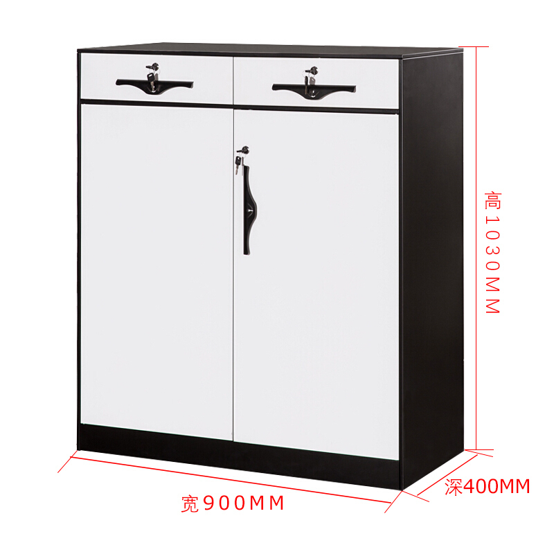 欧宝美文件柜钢制拆装矮柜铁皮储物柜二斗三斗黑白套色高清大图