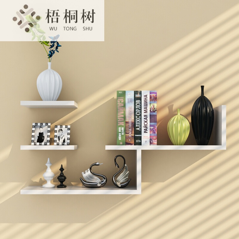 墙上置物架卧室木板创意书架一字隔板架客厅电视背景墙壁挂架装饰置物架收纳架