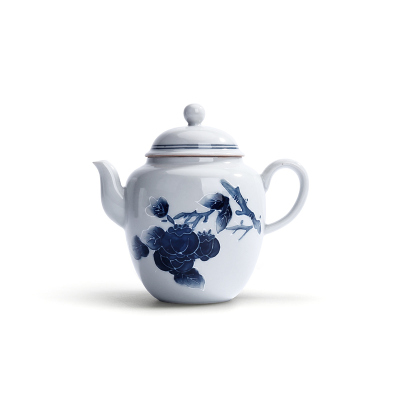 領藝 茶壶手绘景德镇手工家用泡茶壶陶瓷功夫茶具仿古青花 柿柿如意茶壶