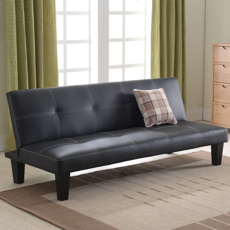 小户型沙发床可折叠客厅单人双人三人1.8米简易两用皮艺折叠沙发 黑色120CM长*96CM宽_1.5米-1.8米 默认尺寸