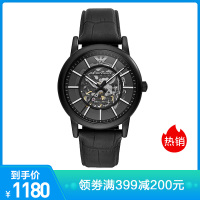 阿玛尼(EMPORIO ARMANI)手表欧美全自动机械时尚商务正装镂空自动机械表男 AR60008皮带 黑色