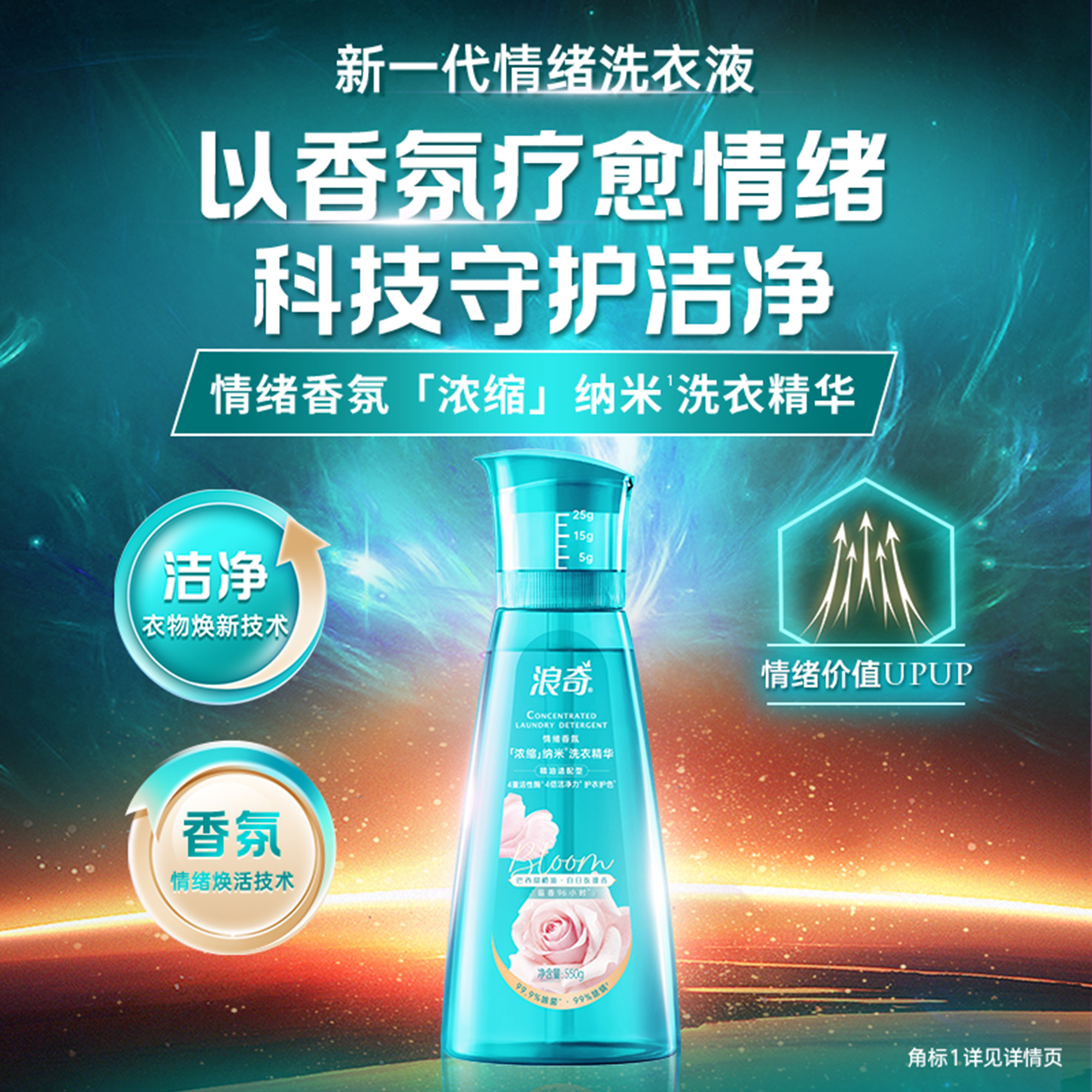 浪奇(LONKEY) 情绪香氛纳米洗衣液550g 除菌除螨去污渍高清大图