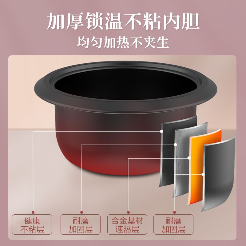 苏泊尔(SUPOR) 电饭煲小型迷你3升老式电饭锅家用不粘内胆2-5人适用 3L粉色[无蒸格]