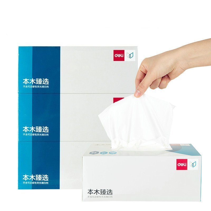 得力 MH2200-02盒装抽取式面巾(混) (3盒/提)