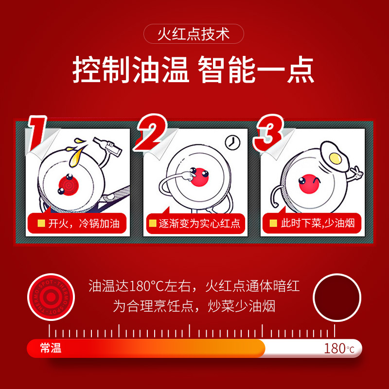 [酒红色] 苏泊尔火红点近无油烟不粘锅炒锅 家用炒菜锅具电磁炉通用