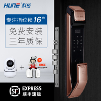 HUNE科裕智能锁 推拉式家用指纹锁 防盗门密码锁 电子锁大门锁 X80（玫瑰金）标准版