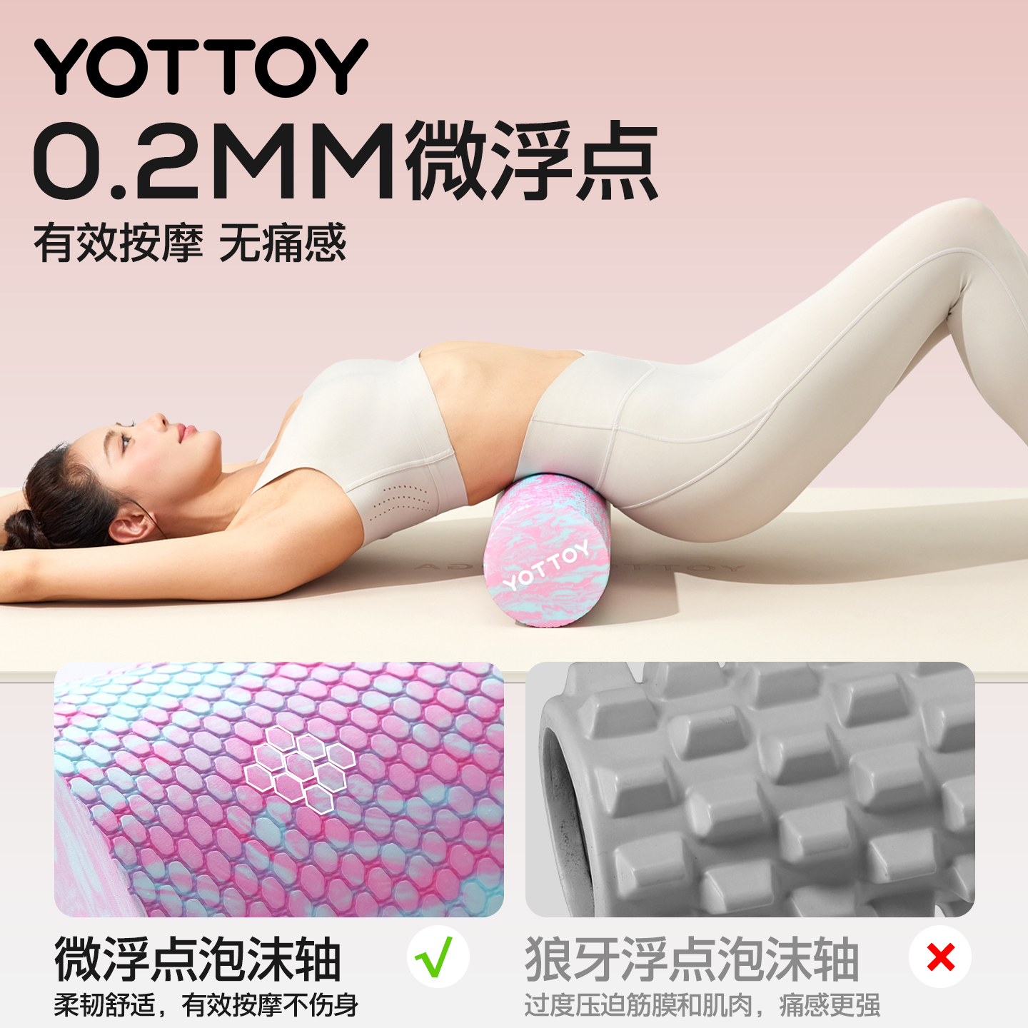 yottoy实心泡沫轴专业滚轴滚筒浮点初学者瑜伽柱健身瑜伽瘦腿按压不痛高清大图