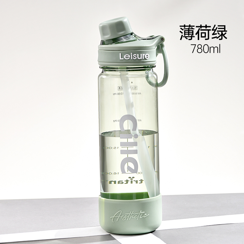 希乐Cille塑料杯大容量tritan运动水杯男女户外健身便携随手杯学生吸管杯子 绿色