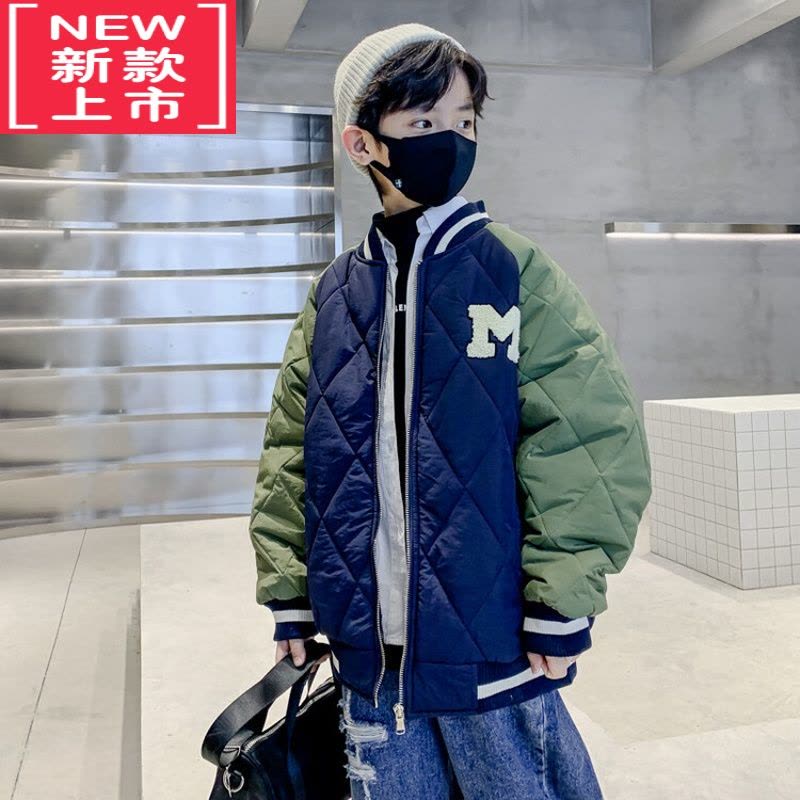 可莉允男童棉服冬款2022新款儿童冬季装夹棉薄外套中大童洋气二棉棒球服图片