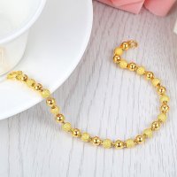 Ryual 黄金手链 足金转运珠女士手链黄金光珠钉沙手链计价款 女款送恋人女友 链长17.5cm