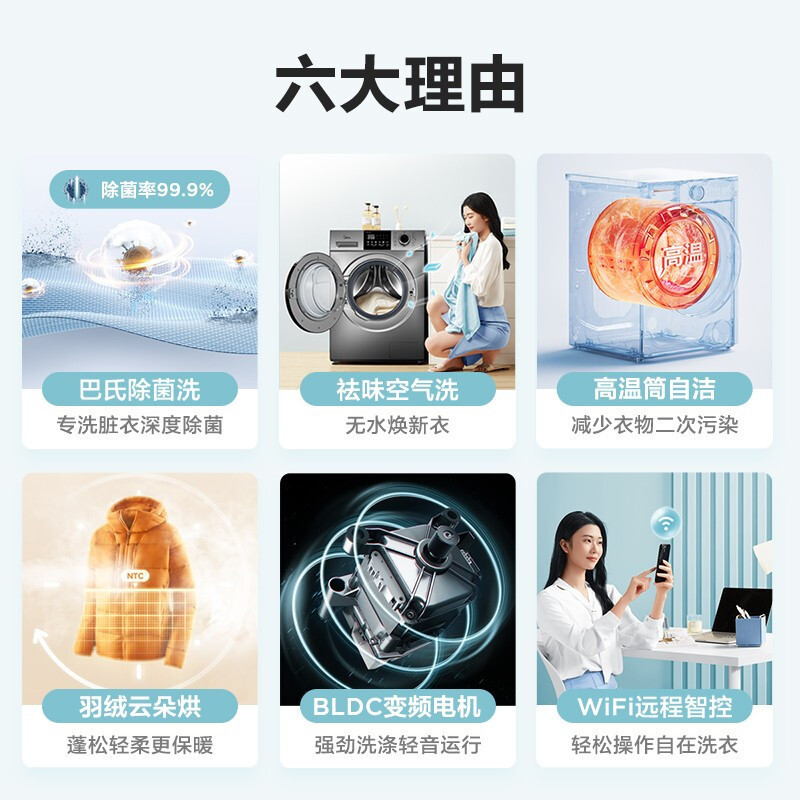 美的(Midea)滚筒洗衣机全自动10公斤kg洗烘一体带烘干变频大容量家用巴氏除菌洗羽绒服洗 MD100VC133WY