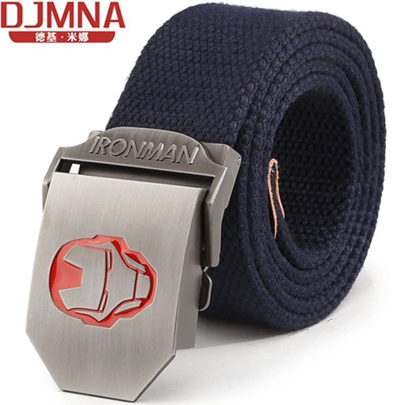 家柏饰(CORATED)德基米娜男女士帆布腰带青年学生皮带布带男生休闲户外帆布裤带 钢铁侠蓝140cm