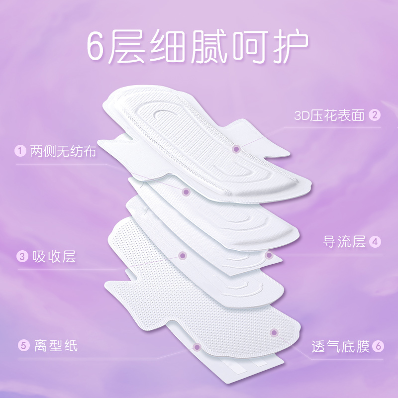 诺斯琳卫生巾 棉洁丝夜用加长超长量大绵柔亲肤舒适强吸水 380mm *4片 姨妈巾