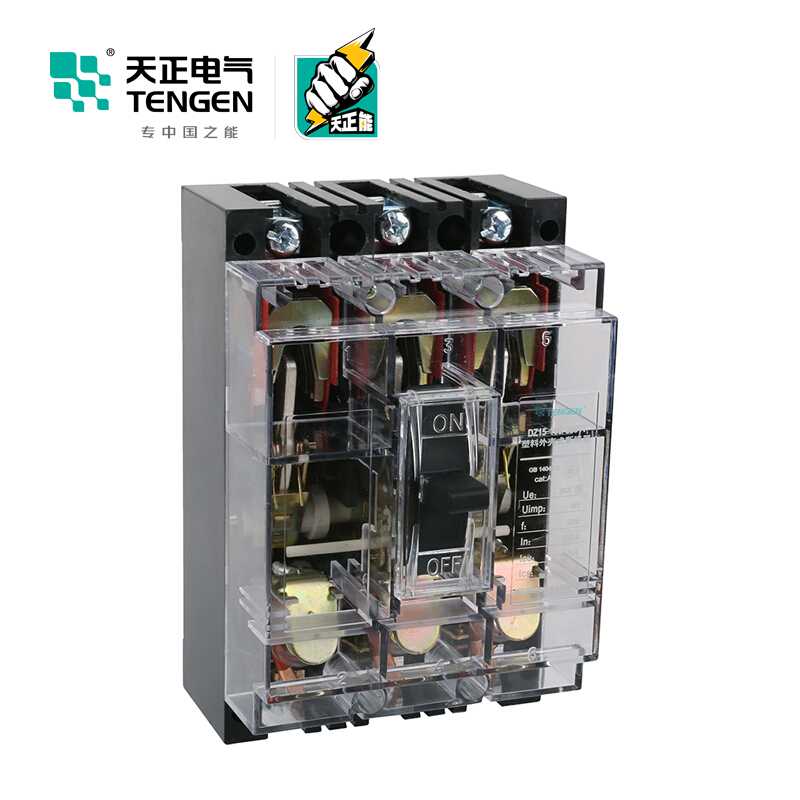 天正电气 DZ15-100 5KA 热磁式 63A 3P 手动 固定式 380V 01040030066 塑壳断路器