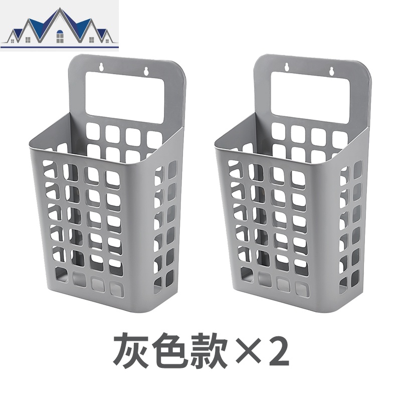 脏衣服收纳筐装衣娄挂式家用卫生间放衣服的篮壁挂篓子衣物蓝小框 三维工匠收纳篮 灰色2个装（收藏加购送6个粘钩）