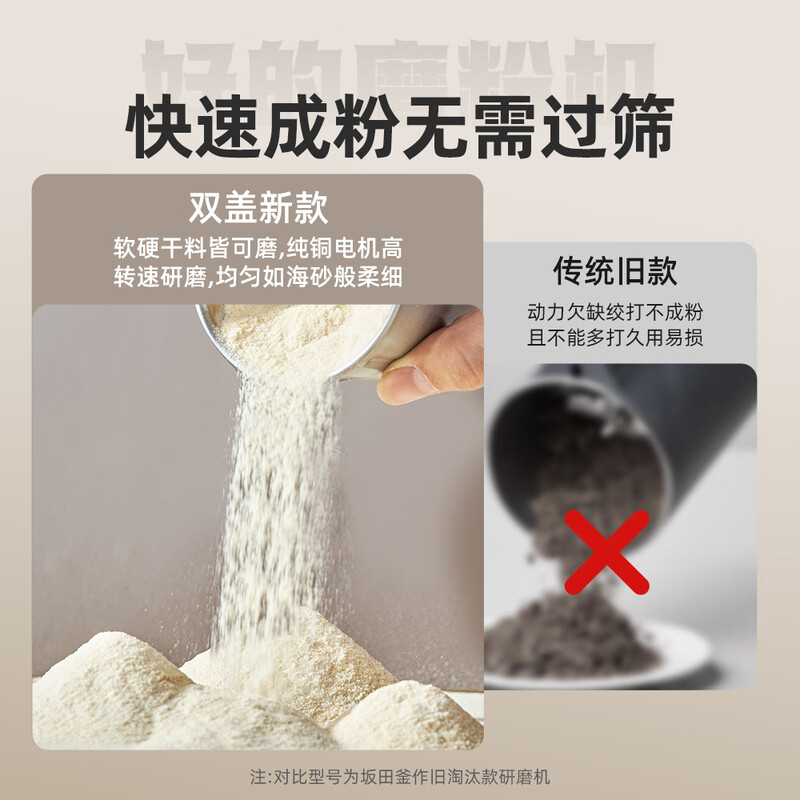 坂田釜作磨粉机家用研磨机多功能破壁粉碎机中药材干磨五谷杂粮搅拌辅食机磨豆机SCL-MF01乳白色高清大图