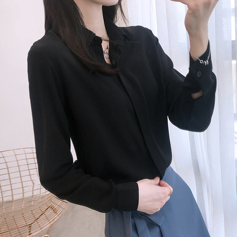 雪纺衬衫女夏秋季2018新款长袖女装早秋韩范职业白衬衣百搭休闲上