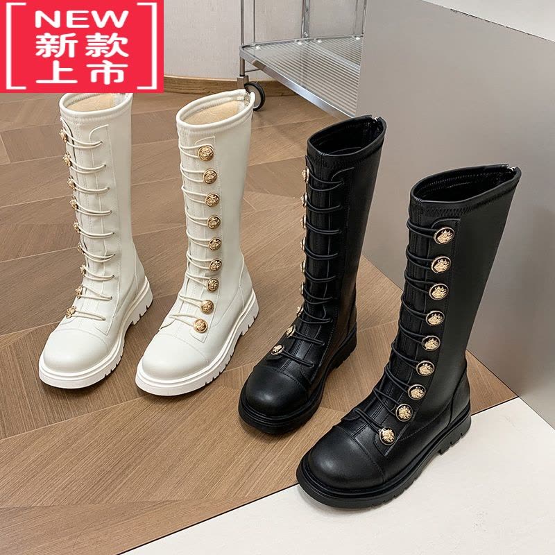 可莉允女童靴子儿童长靴2022新款冬季高筒女童鞋秋冬款加绒大童女孩单靴图片